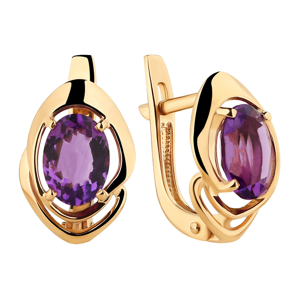 Серьги золотые 2310046 Аметист | Кольцо золотое 1310046 Аметист купить по цене 54486 руб. в ювелирном магазине ⭐️ «Золотая Подкова»