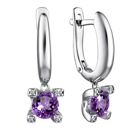 Серьги из серебра с аметистом