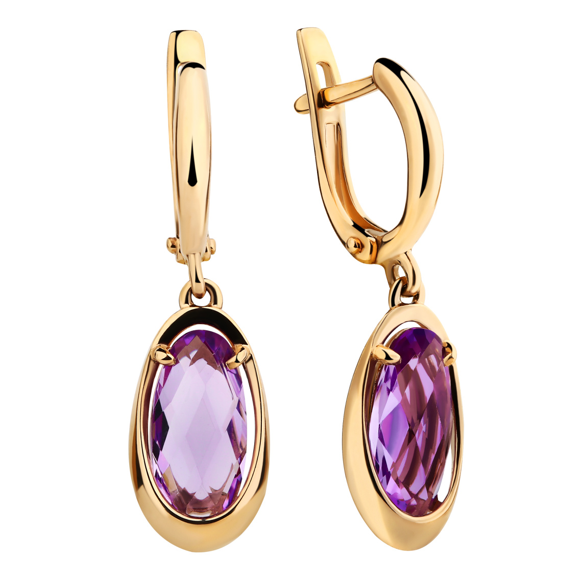 Серьги золотые 20395201 Аметист | Кольцо золотое 10395201 Аметист купить по цене 52906 руб. в ювелирном магазине ⭐️ «Золотая Подкова»