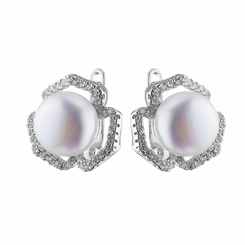 Серьги из серебра с жемчугом