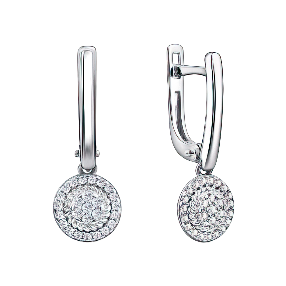 Серьги из серебра с фианитами