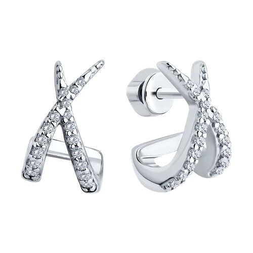 Серьги из серебра с фианитами