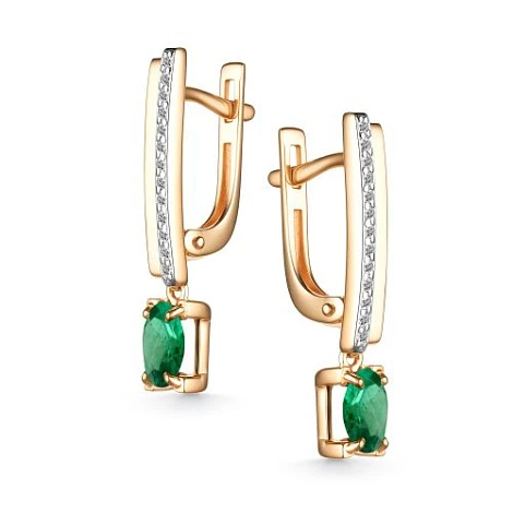 Серьги золотые 25-101 | Серьги с изумрудами купить по выгодной цене в ювелирном магазине ⭐️ «Золотая Подкова»