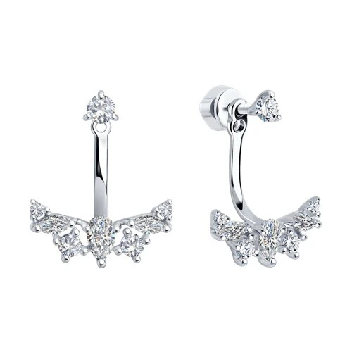 Серьги из серебра с фианитами