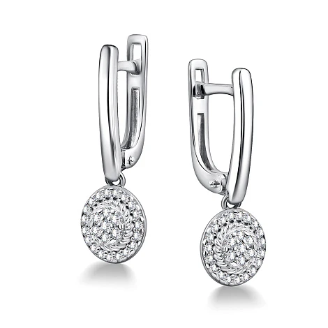 Серьги из серебра с фианитами