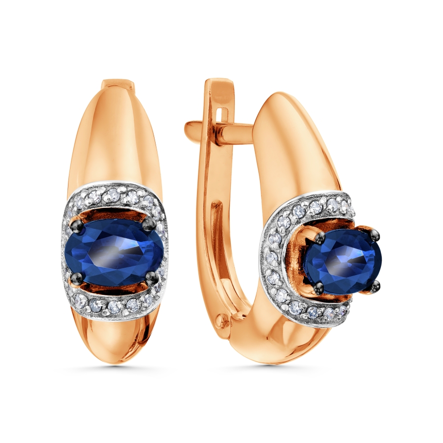 Серьги золотые Т14102В187-01-02 | Кольцо золотое Т14101Б178-01-02 купить по цене 63184 руб. в ювелирном магазине ⭐️ «Золотая Подкова»