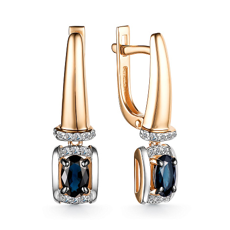 Серьги золотые 24724-102 | Кольцо золотое 14724-102 купить по цене 110722 руб. в ювелирном магазине ⭐️ «Золотая Подкова»