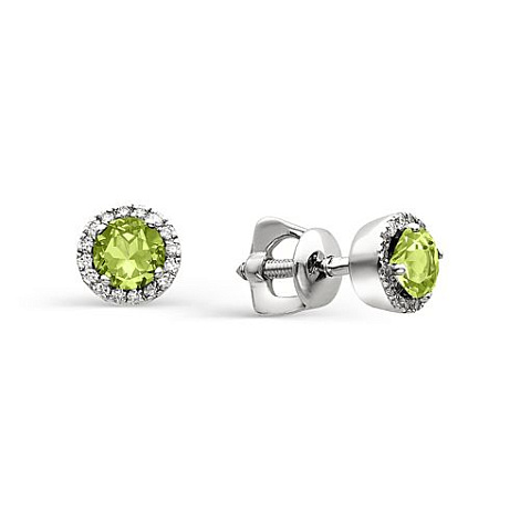 Серьги из серебра с хризолитом