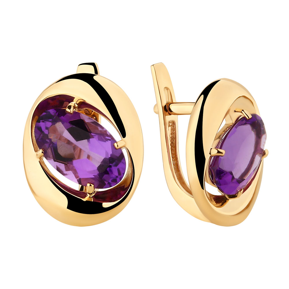 Серьги золотые 20310515 Аметист гидротермальный | Кольцо золотое 10310515 Аметист гидротермальный купить по цене 61774 руб. в ювелирном магазине ⭐️ «Золотая Подкова»