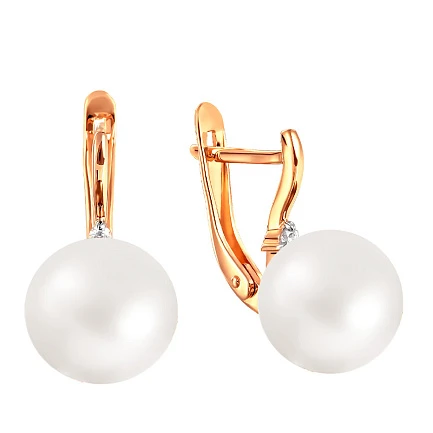 Серьги золотые 290-1-1060Р | Серьги с жемчугом купить по выгодной цене в ювелирном магазине ⭐️ «Золотая Подкова»