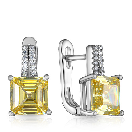 Серьги из серебра с фианитами