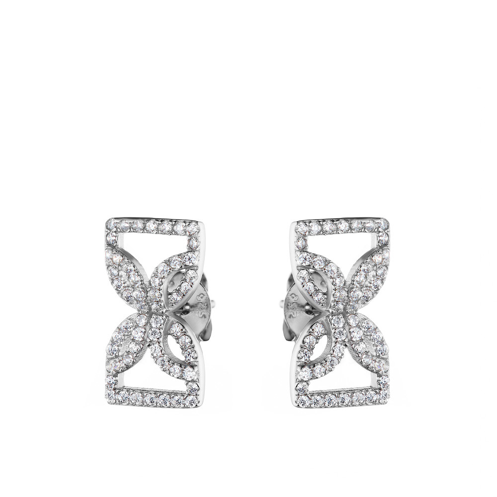 Серьги из серебра с фианитами