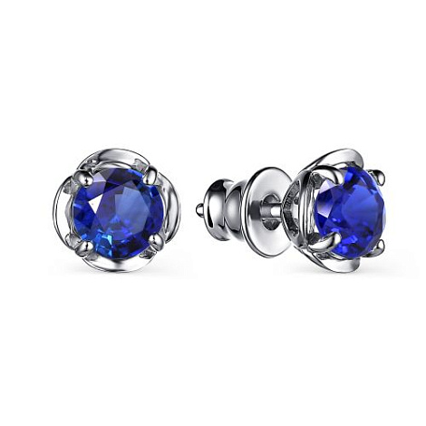 Серьги из серебра с сапфирами