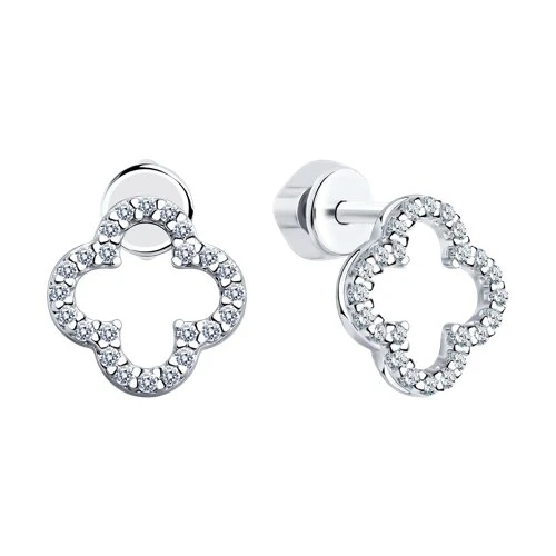 Серьги серебряные 94025798 | Серьги с фианитом купить по выгодной цене в ювелирном магазине ⭐️ «Золотая Подкова»