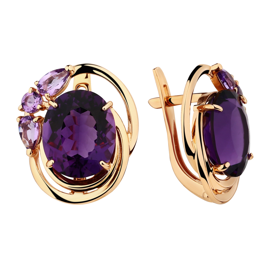 Серьги золотые 2340902 Аметист | Кольцо золотое 10360902 Аметист купить по цене 76706 руб. в ювелирном магазине ⭐️ «Золотая Подкова»