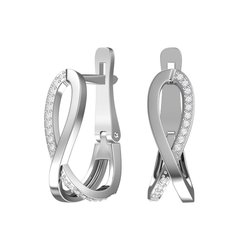 Серьги из серебра с фианитами