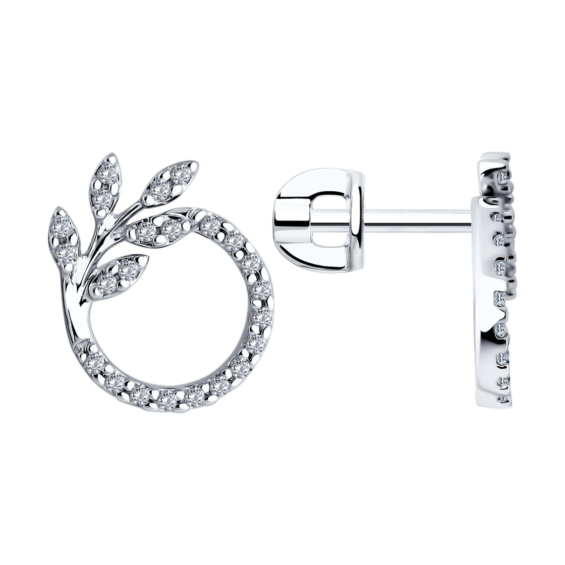 Серьги из серебра с фианитами