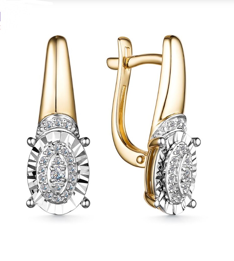 Серьги золотые 25745-300 | Кольцо золотое 15745-300 купить по цене 75971 руб. в ювелирном магазине ⭐️ «Золотая Подкова»