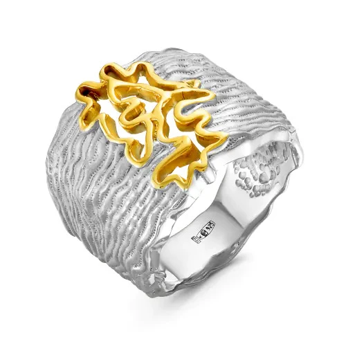 Кольцо серебряное К-11-0184W | Ювелирные изделия от бренда Золотая Подкова купить по доступной цене в ювелирной сети «Золотая Подкова»