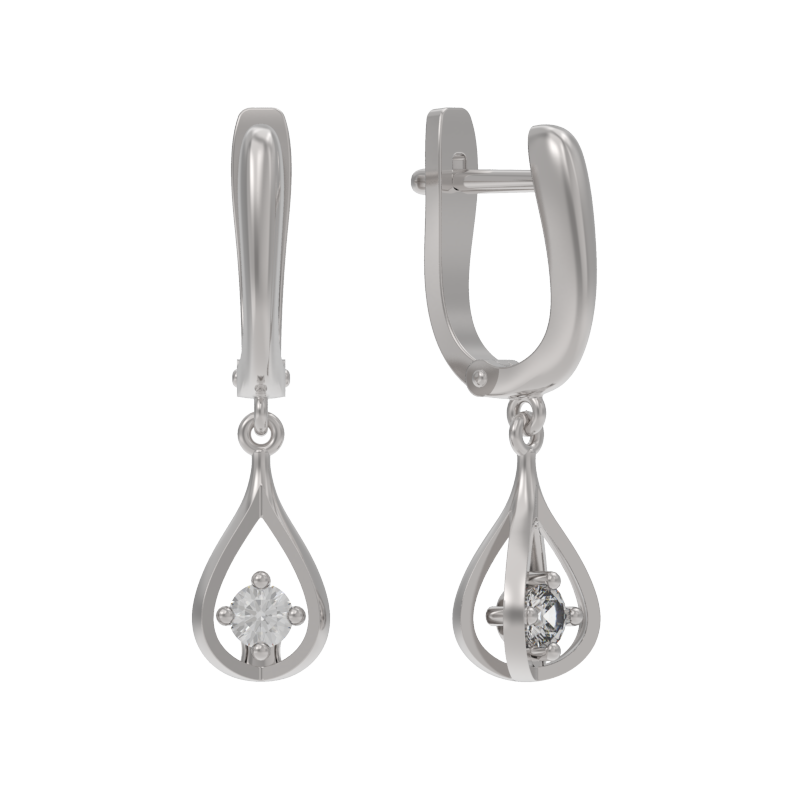 Серьги из серебра с фианитами
