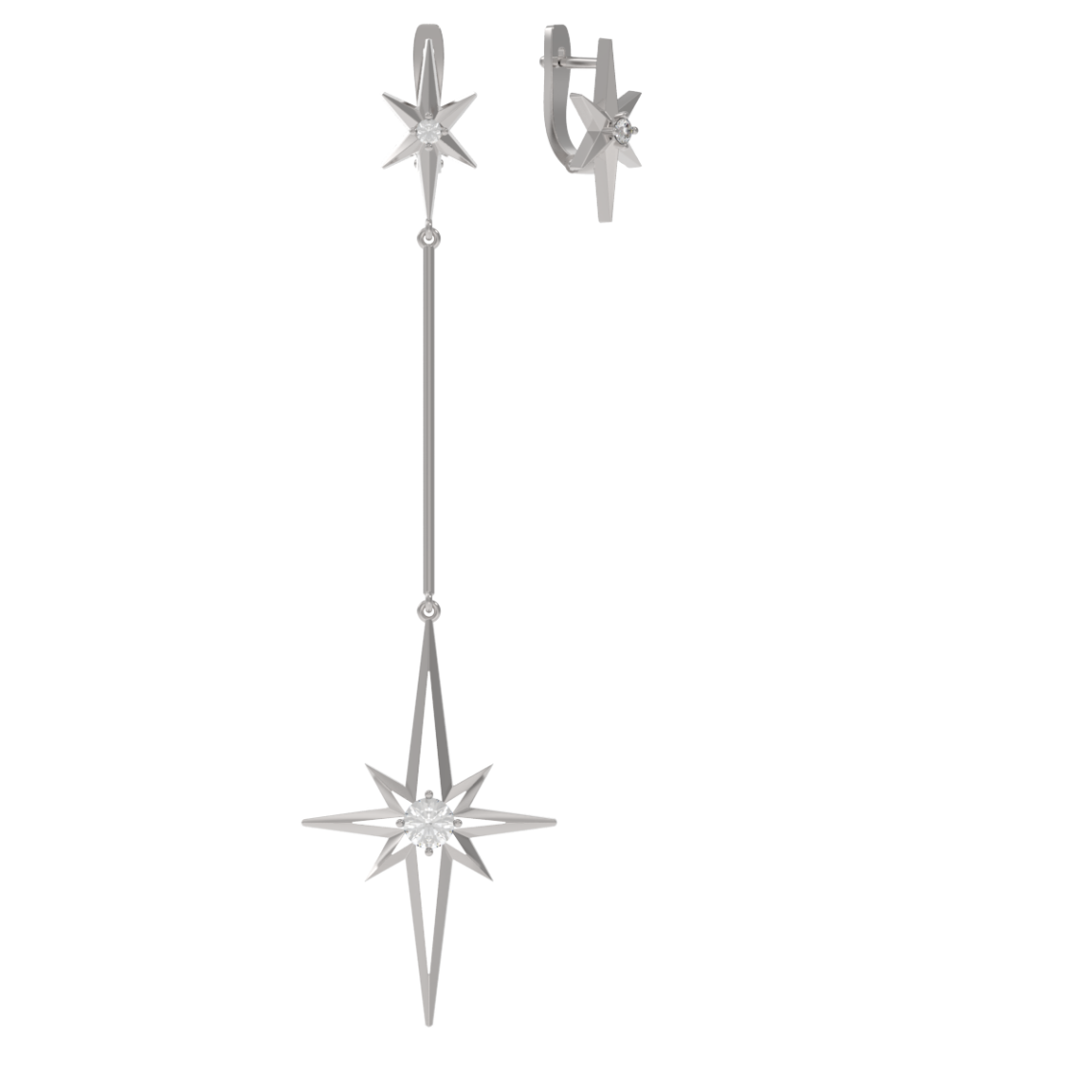 Серьги из серебра с фианитами