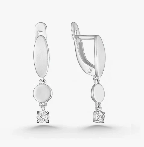 Серьги из серебра с фианитами