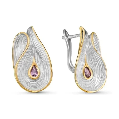 Серьги серебряные С-22-0160W6 поз. | Ювелирные изделия в сети Золотая Подкова