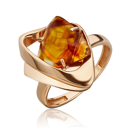 Кольцо золотое 01-5453-00-271-1110-46 | Кольца с янтарем купить по выгодной цене в ювелирном магазине ⭐️ «Золотая Подкова»