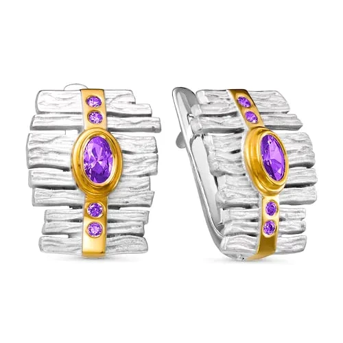 Серьги из серебра с фианитами