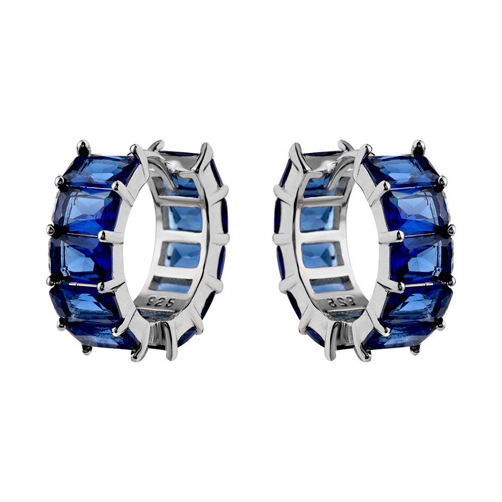 Серьги серебряные B20557-E-bl1 | Кольцо серебряное B20557-R-bl1 купить по цене 2322 руб. в ювелирном магазине ⭐️ «Золотая Подкова»