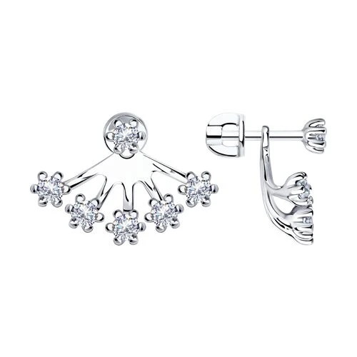 Серьги из серебра с фианитами