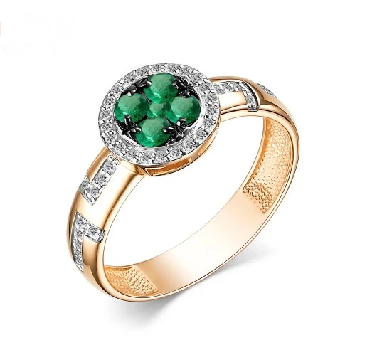 Кольцо золотое 15807-101 | Кольца с изумрудами купить по выгодной цене в ювелирном магазине ⭐️ «Золотая Подкова»