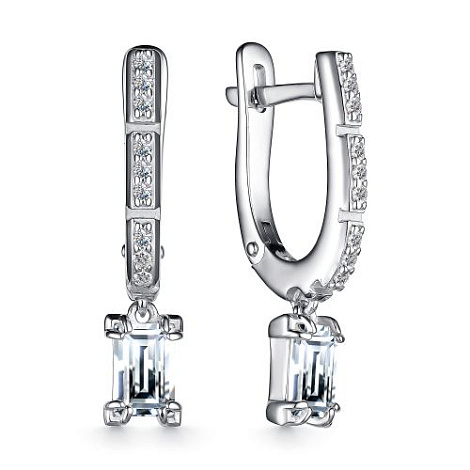 Серьги из серебра с фианитами