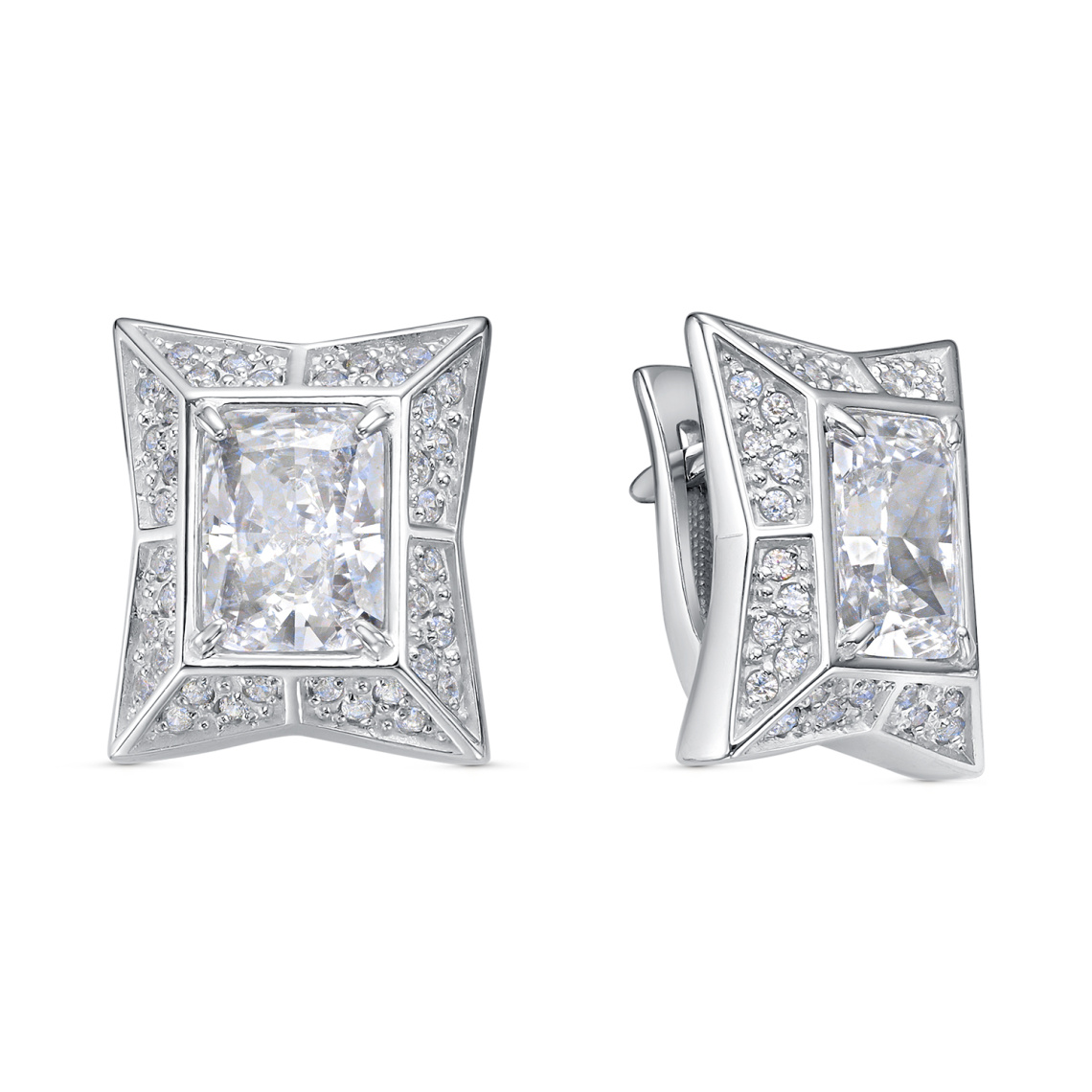 Серьги из серебра с фианитами