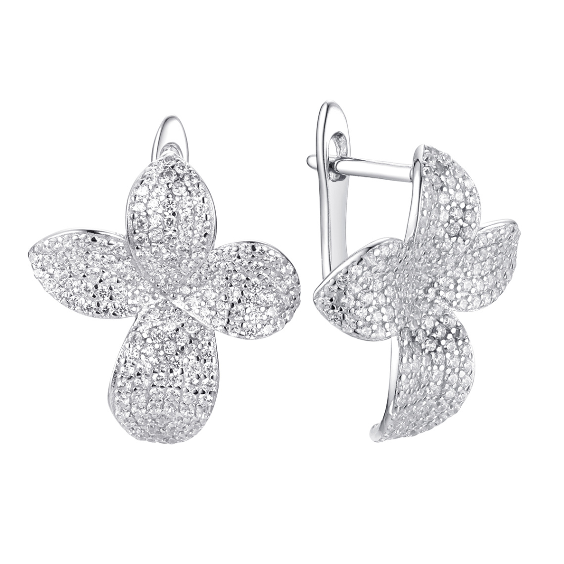 Серьги из серебра с фианитами