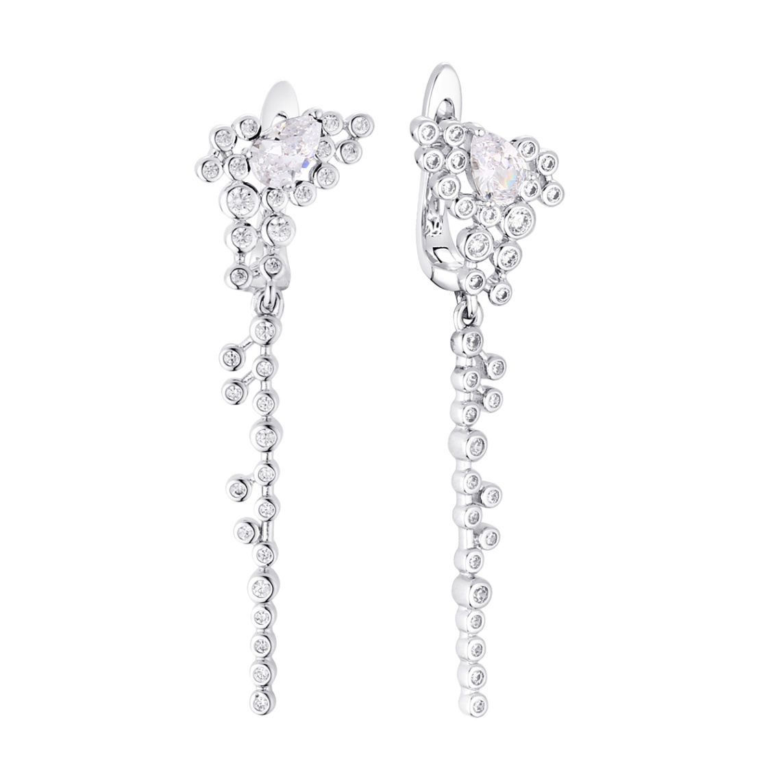 Серьги серебряные CZ-E02128-X-W-W-X-W | Кольцо серебряное CZ-R02128-X-W-W-X-W купить по цене 3690 руб. в ювелирном магазине ⭐️ «Золотая Подкова»