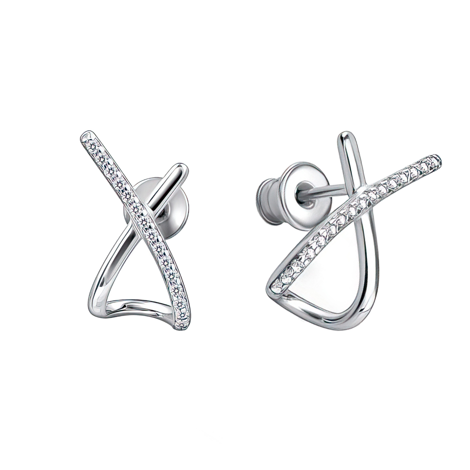Серьги из серебра с фианитами