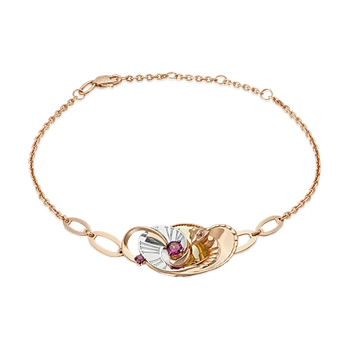 Браслет золотой 05-0714-00-204-1140 | Браслеты с гранатом купить по выгодной цене в ювелирном магазине ⭐️ «Золотая Подкова»