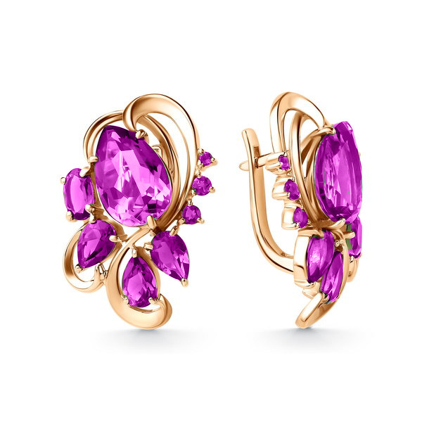 Серьги золотые 20353905 Аметист | Кольцо золотое 10353905 Аметист купить по цене 117135 руб. в ювелирном магазине ⭐️ «Золотая Подкова»