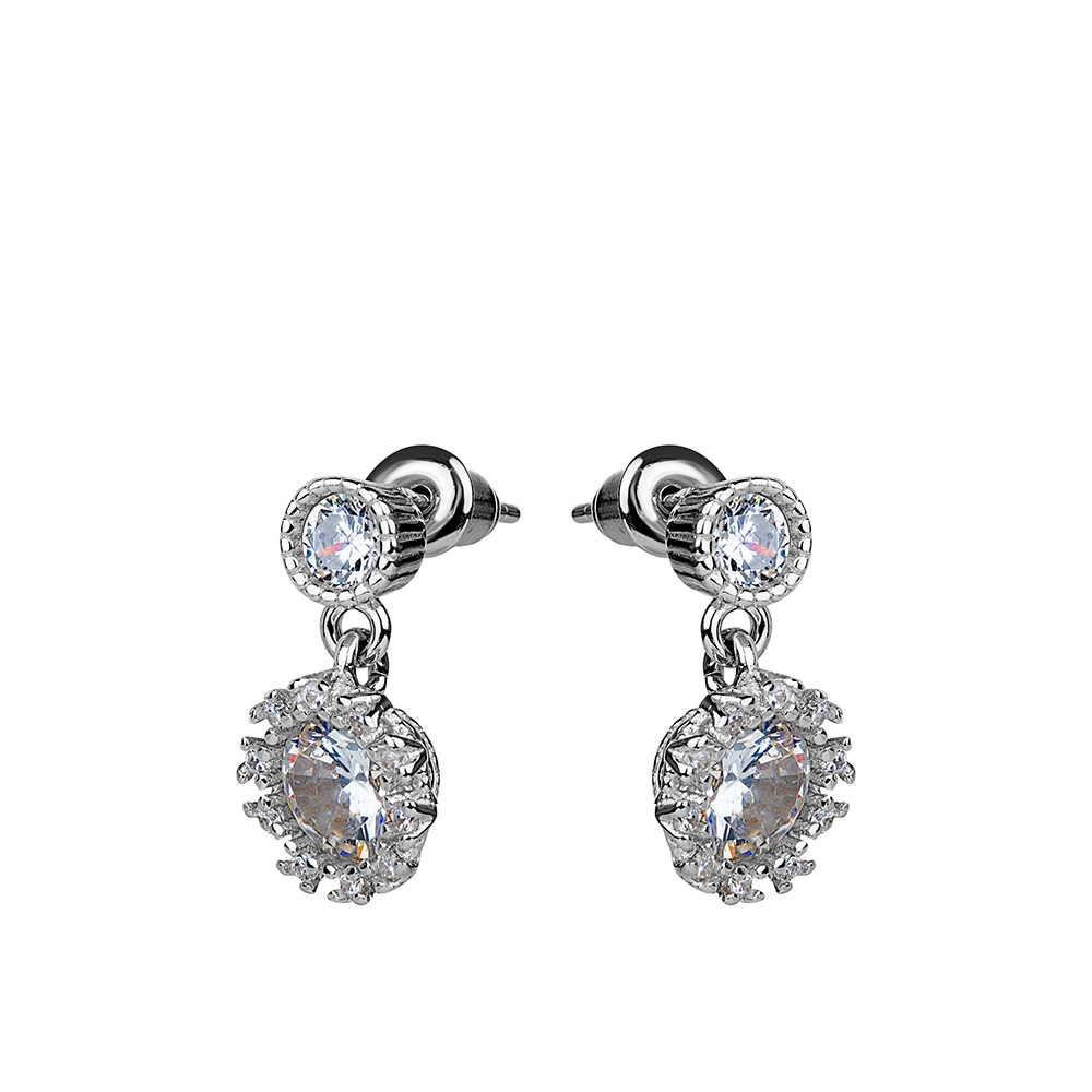 Серьги из серебра с фианитами