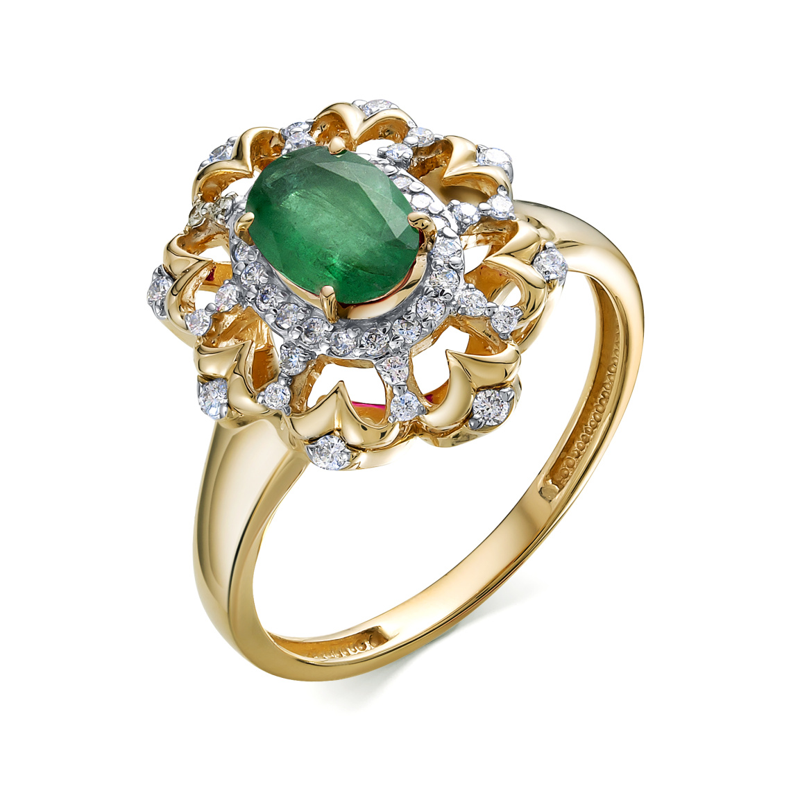 Кольцо золотое 14344-301 | Серьги золотые 24344-301 купить по цене 276930 руб. в ювелирном магазине ⭐️ «Золотая Подкова»