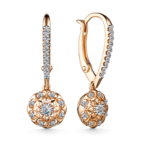 Серьги золотые 24412-100 | Кольцо золотое 14412-100 купить по цене 70614 руб. в ювелирном магазине ⭐️ «Золотая Подкова»