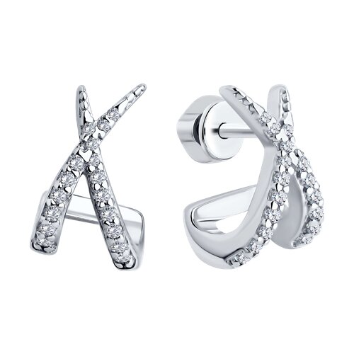 Серьги из серебра с фианитами