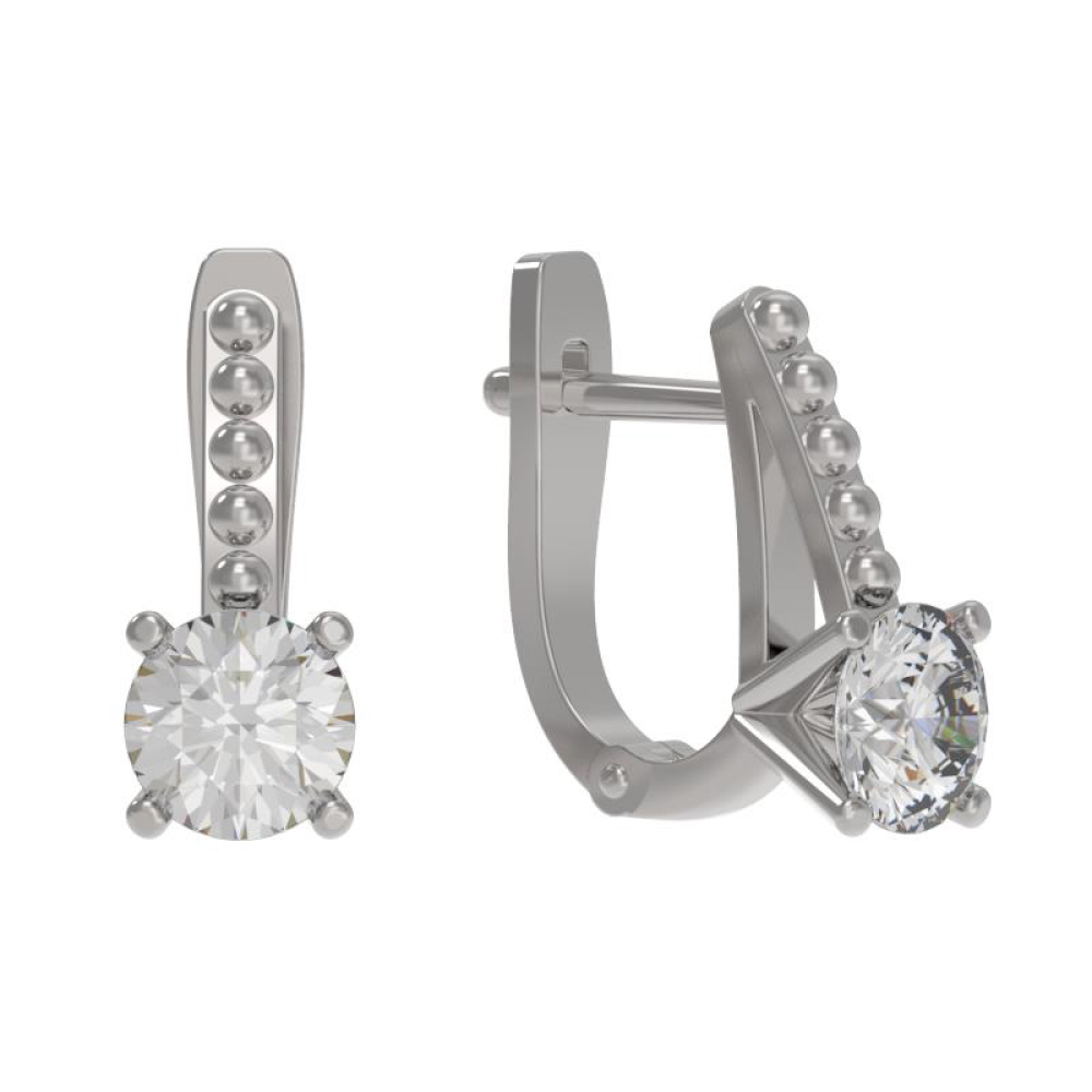 Серьги из серебра с фианитами