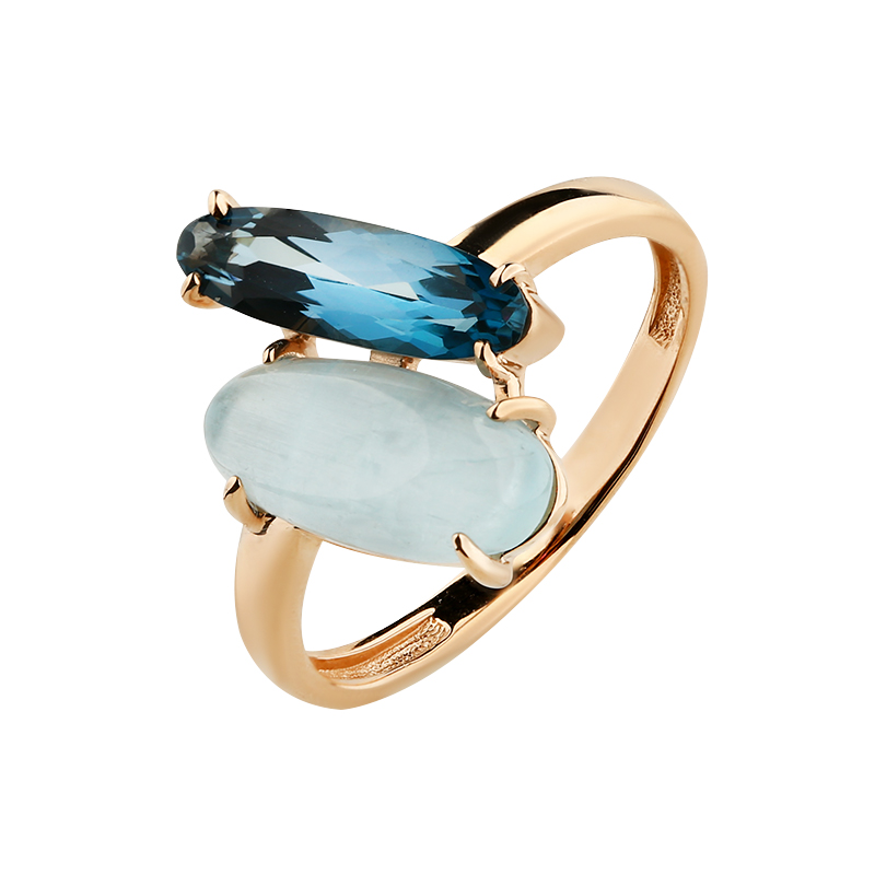 Кольцо золотое 1690538 Аквамарин Топаз | Серьги золотые 2690538 Аквамарин Топаз купить по цене 97256 руб. в ювелирном магазине ⭐️ «Золотая Подкова»