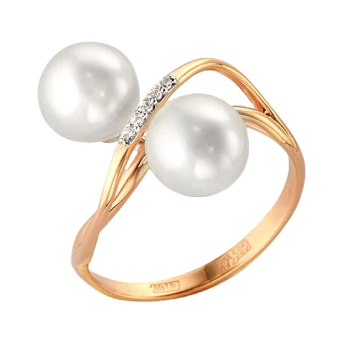 Кольцо золотое 1180598 | Ювелирные изделия С жемчугом купить по выгодной цене в ювелирном магазине ⭐️ «Золотая Подкова»