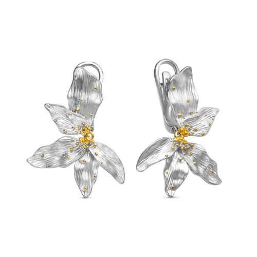 Серьги серебряные С-22-0332W поз. | Подвеска серебряная П-33-0332W поз. купить по цене 16346 руб. в ювелирном магазине ⭐️ «Золотая Подкова»