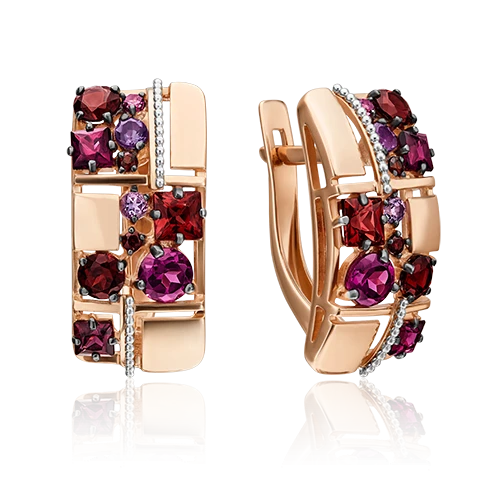 Серьги золотые 02-4406-00-257-1111-57 | Серьги с гранатом купить по выгодной цене в ювелирном магазине ⭐️ «Золотая Подкова»