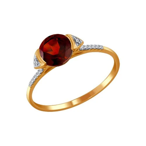 Кольцо золотое 713055 | Кольца с гранатом купить по выгодной цене в ювелирном магазине ⭐️ «Золотая Подкова»