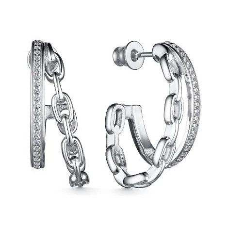 Серьги из серебра с фианитами